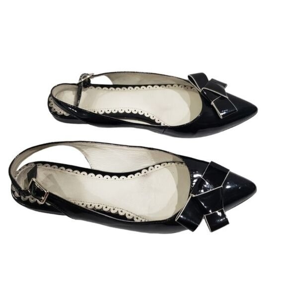 1901 Black Pointed Toe Slingback Flats Size 5.5 - Picture 9 of 9